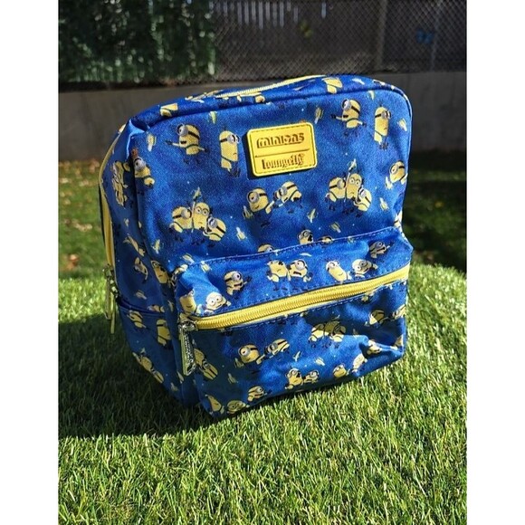 Loungfly Despicable Me Minions All-over Print Nylon Square Mini Backpack NWT - Picture 1 of 13